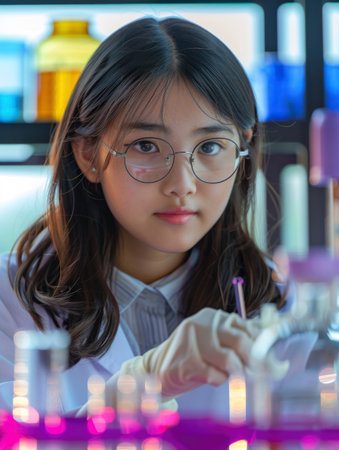 Youth student Conducting Scientific Experimentの素材