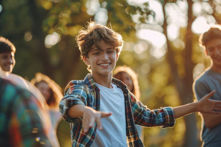 Teenage Dance Group Performing at Public Eventの素材