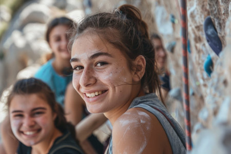 Youth Focused on Indoor Rock Climbingの素材