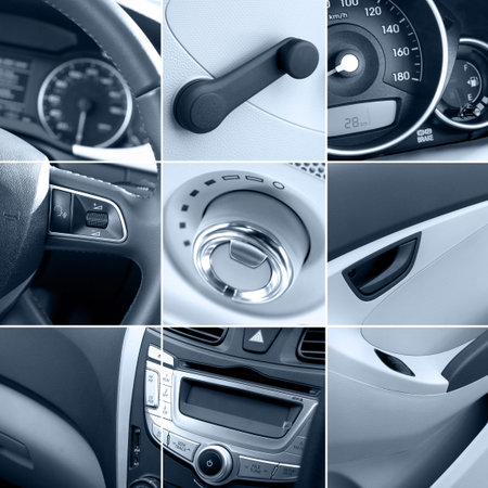collage of modern car interiors with details tintedの写真素材
