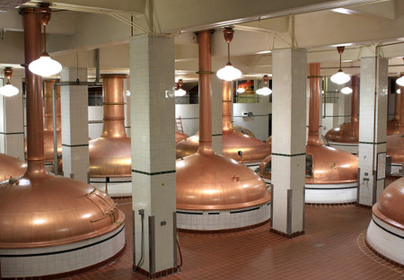 beer kettles in coors bewery near denverのeditorial素材