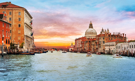 Venice, Italy, Jun 8, 2018: View of Grand Canal and Basilica di Santa Maria della Salute in Venice, Italyのeditorial素材