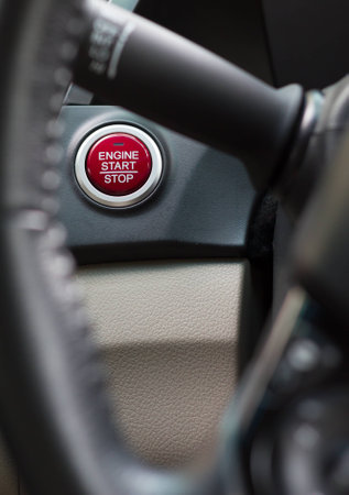 Start stop engine button on modern carの写真素材