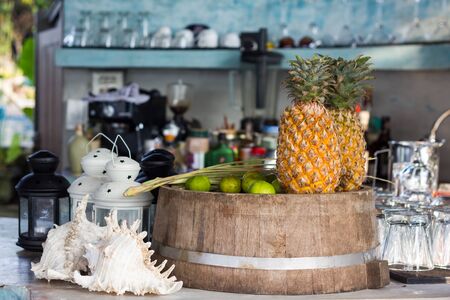 fruit juice raw material pineapple and lemonの写真素材