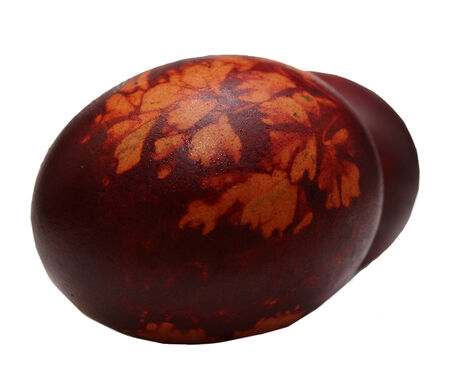 Easter eggs painted in traditional style on isolated backgroundの写真素材