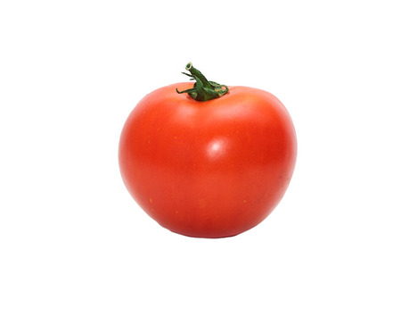 delicious ripe tomato isolated on white backgroundの写真素材