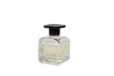bottle of perfume on a beautiful isolated backgroundの写真素材