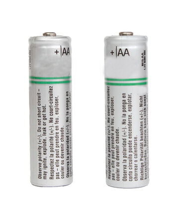 two powerful batteries finger type on a white backgroundの写真素材