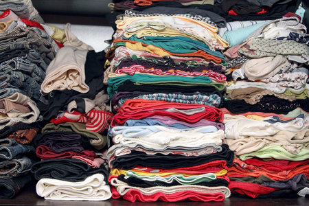 Many different clothes in the closet