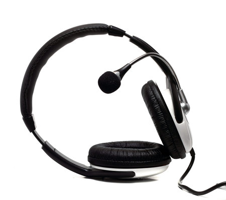 black and white headphones isolated on white background