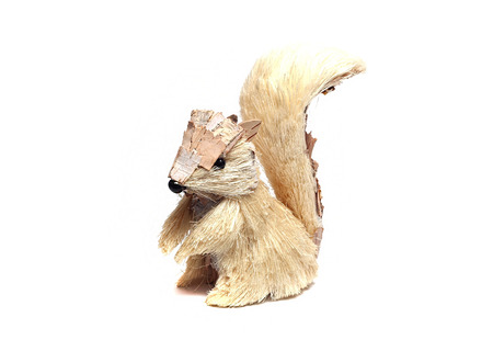 large toy squirrel on a white backgroundの写真素材
