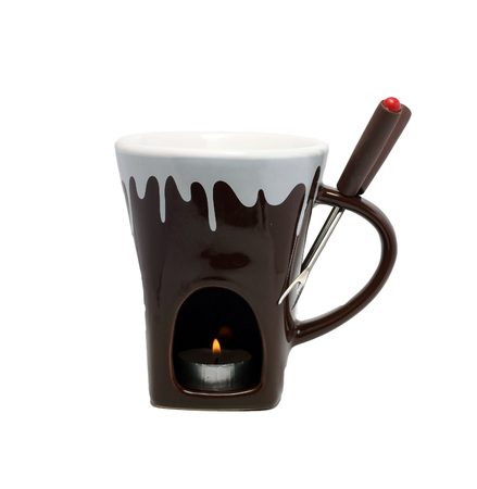 Fondue brown cup on a white backgroundの写真素材