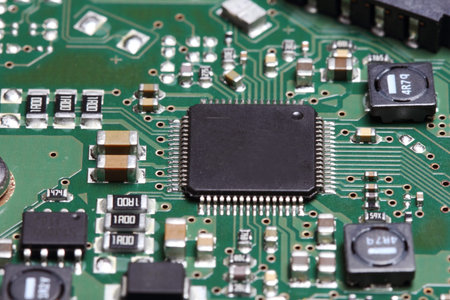 Electronic board photographed in macro mode