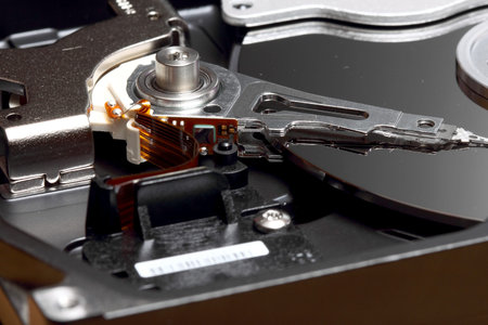 HDD head photographed close up
