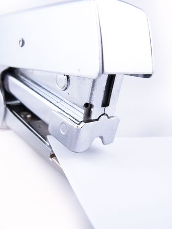 Silver Stapler´s picture over white background. の写真素材