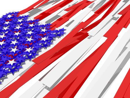 American flag´s picture over white backgroundの写真素材