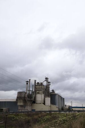 Picture of an industry landscape with great clouds and materialsの写真素材
