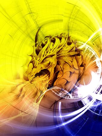Paint of a dragon.Hand made with fractalsの写真素材