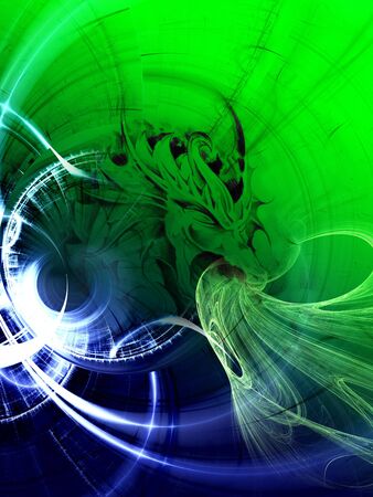 Paint of a dragon.Hand made with fractalsの写真素材