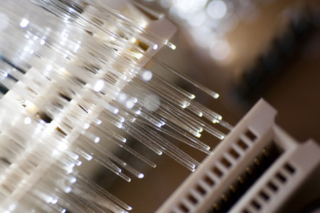 Optical fiber picture with details and light effects.