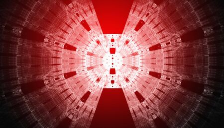 Abstract red waves and random circles, backgroundの写真素材