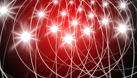Abstract red waves and random circles, backgroundの写真素材