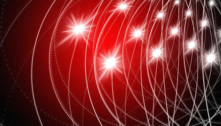 Abstract red waves and random circles, backgroundの写真素材
