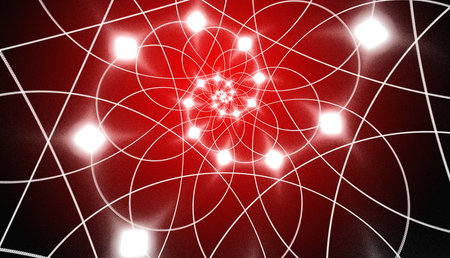 Abstract red waves and random circles, background