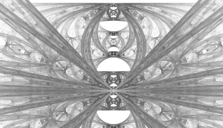 Abstract black and white waves and random circlesの写真素材