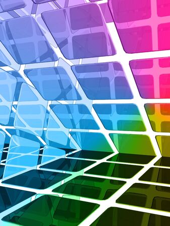 Rainbow dimensional shapes with highlights and reflectionsの写真素材