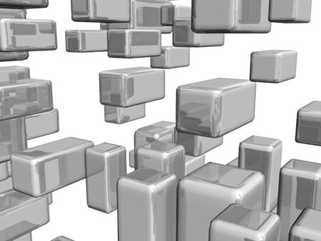 Grey dimensional shapes with highlights and reflectionsの写真素材