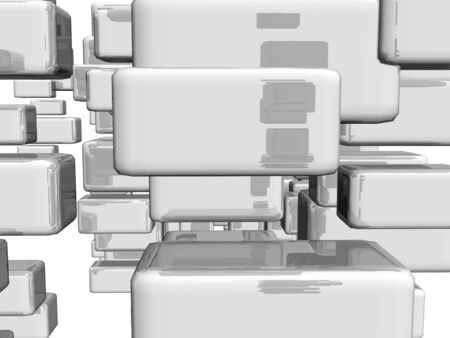 Grey dimensional shapes with highlights and reflectionsの写真素材