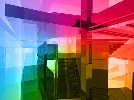 conceptual architecture, open space of colorsの写真素材