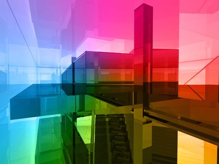 conceptual architecture, open space of colorsの写真素材