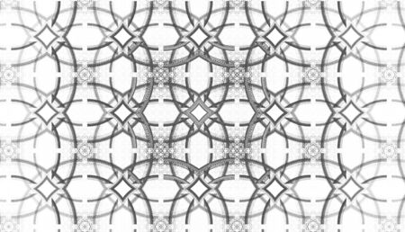 Abstract black and white waves and random circlesの写真素材