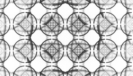 Abstract black and white waves and random circlesの写真素材
