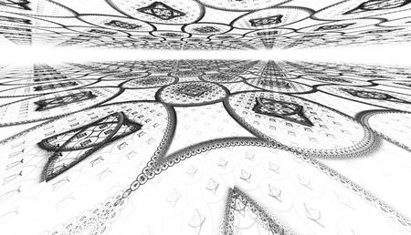 Abstract black and white waves and random circlesの写真素材