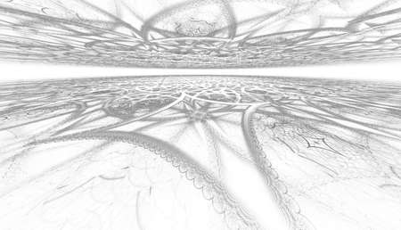 Abstract black and white waves and random circlesの写真素材