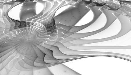 Abstract black and white waves and random circlesの写真素材