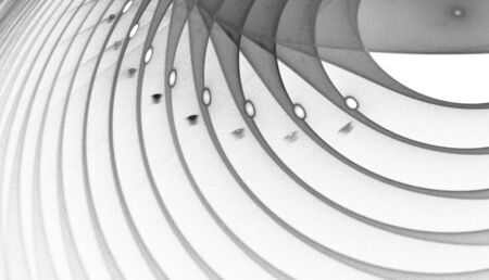 Abstract black and white waves and random circlesの写真素材