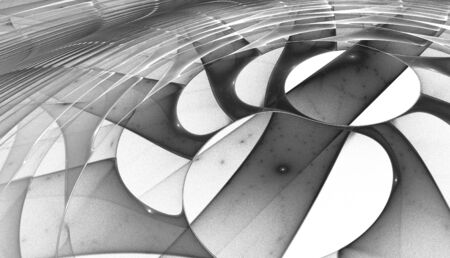 Abstract black and white waves and random circlesの写真素材