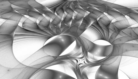 Abstract black and white waves and random circlesの写真素材