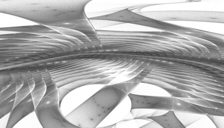 Abstract black and white waves and random circlesの写真素材