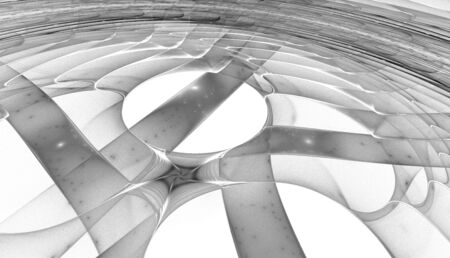 Abstract black and white waves and random circlesの写真素材