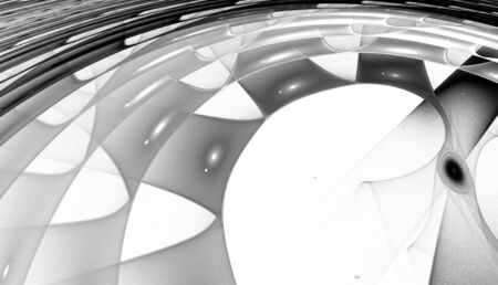 Abstract black and white waves and random circlesの写真素材