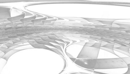 Abstract black and white waves and random circlesの写真素材