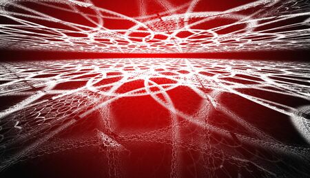 Abstract red waves and random circles, backgroundの写真素材