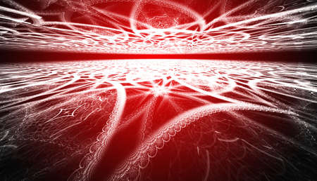 Abstract red waves and random circles, backgroundの写真素材