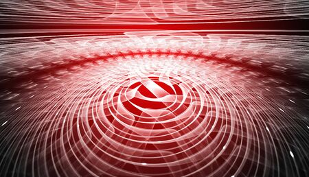 Abstract red waves and random circles, backgroundの写真素材