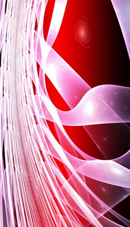 Abstract red waves and random circles, backgroundの写真素材